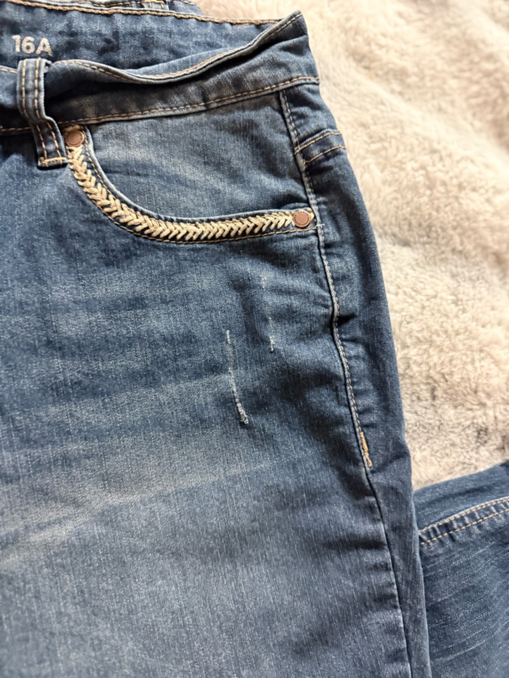 Avenue Dark Wash Ankle Jeans with Cute Trim - Picture 5 of 9